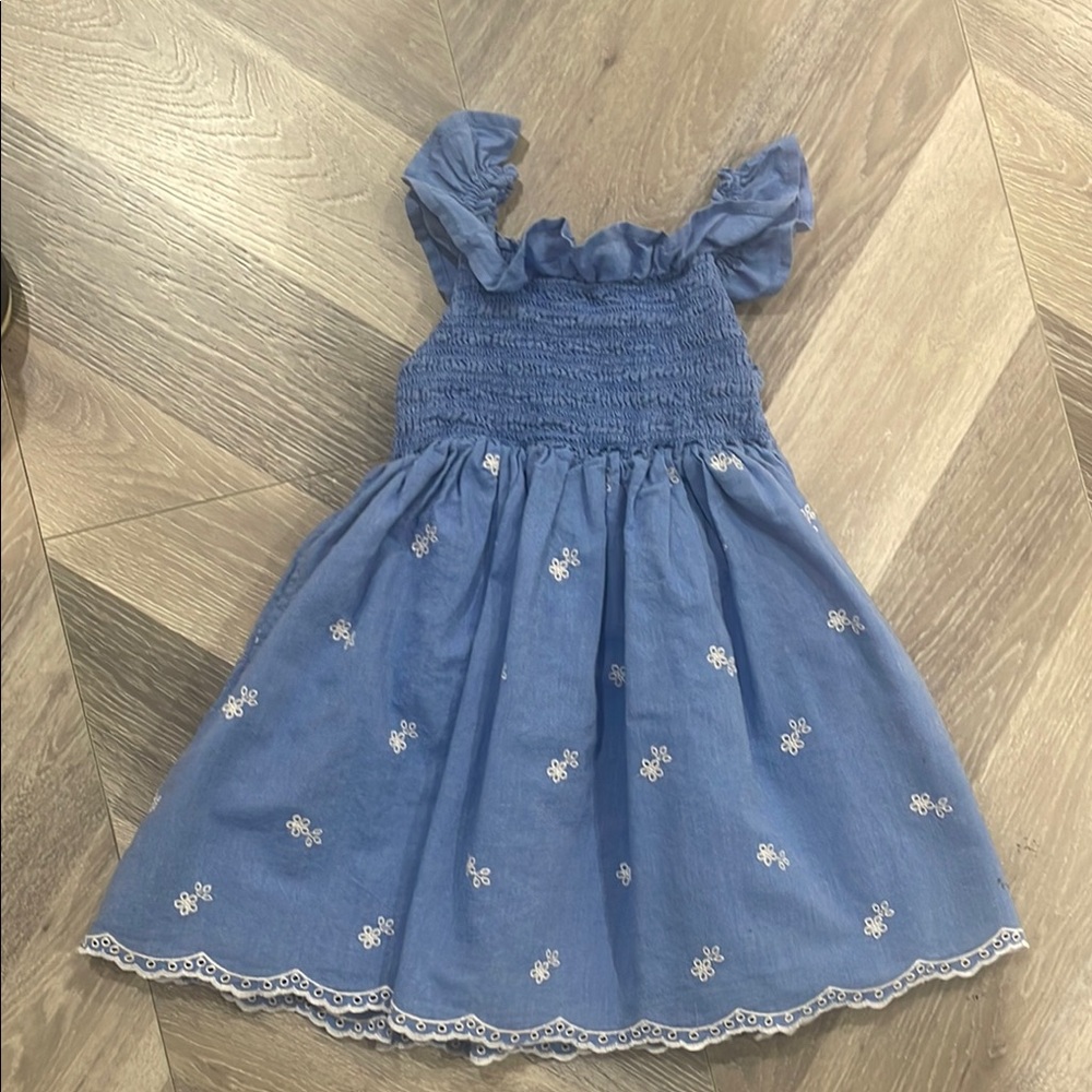 Blue Kids Dress with Ruffled Sleeves